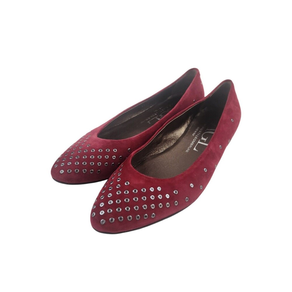 Attilio Giusti Leombruni AGL Red Suede Grommet Ballet Flats Shoes EU 37 6-6.5 US - Picture 2 of 11